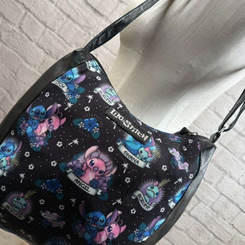 Disney Loungefly Lilo & Stitch Angel Scrump Tattoo Print Hobo Bag Shoulder Purse - Picture 2 of 13
